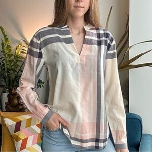 Joe’s NWT Cotton Ivory Pink Gray V-neck Long Sleeve Blouse S